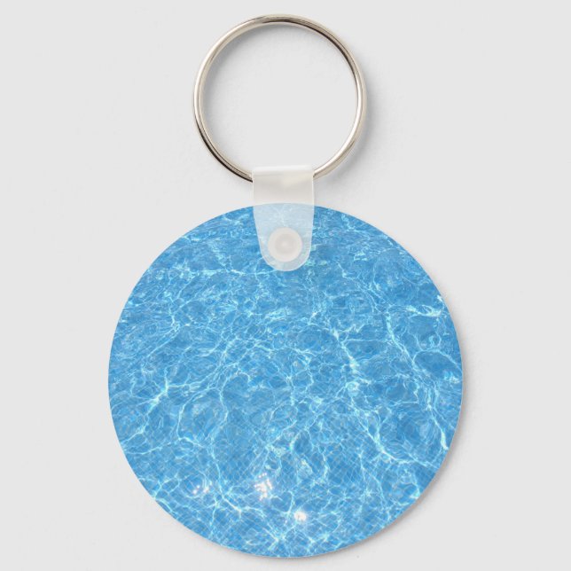 Custom Swimming Pool Blue Water Blank Template Key Ring (Front)