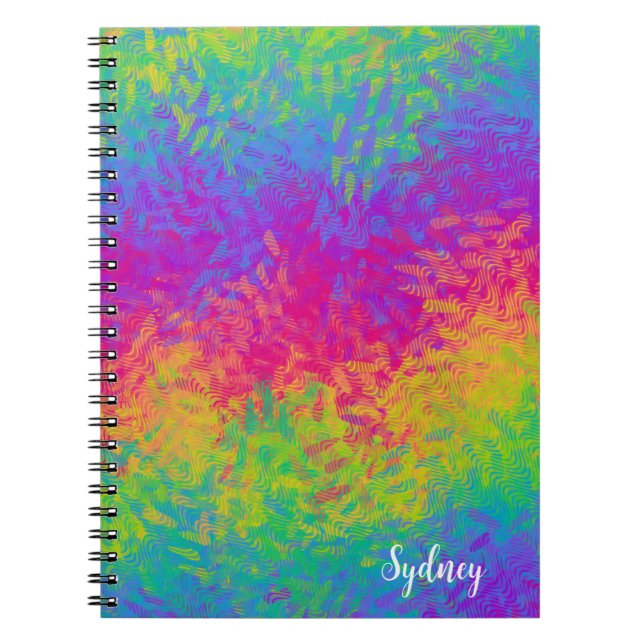 Custom Swirl Rainbow Spiral Notebook - Personalise (Front)