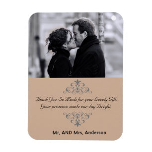 Custom Swirls Wedding Favour Thank You Photo Magne Magnet