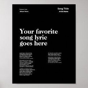 Custom Swiss Style Lyrics Poster Song Lyric Art
