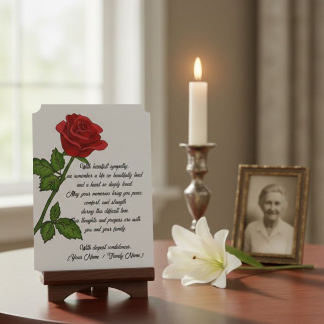 Custom Sympathy Card with a Red Rose (Creator Uploaded)