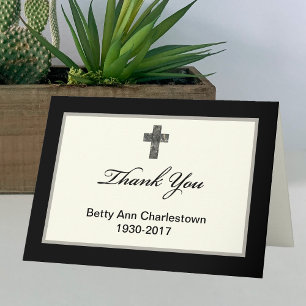 Custom Sympathy Thank You Card - Black