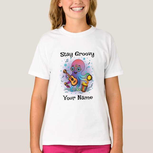 Custom T-Shirt | Retro Octopus Name & Text (Front)