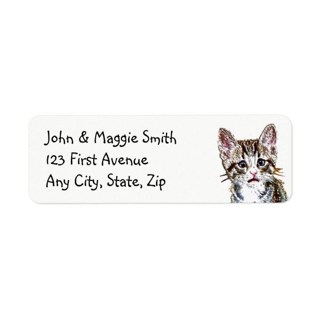 Custom Tabby Cat Kitten Cute Address Label (Front)