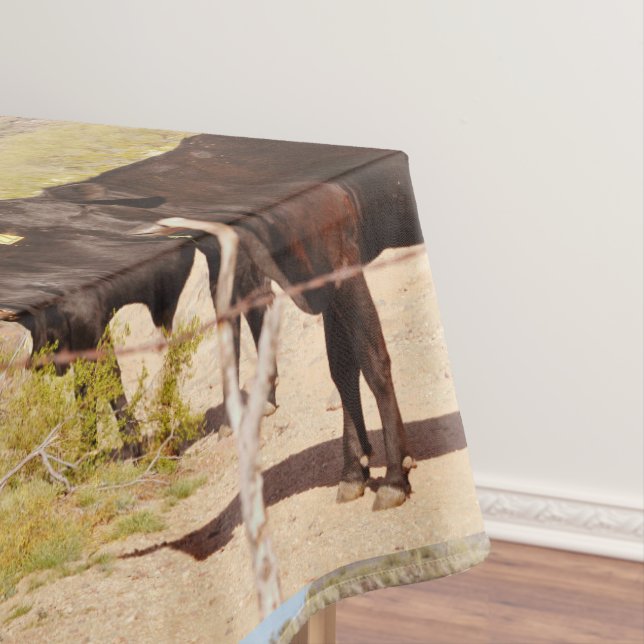 Custom Table Cloth "Brown Cows in Chrome" (In Situ)