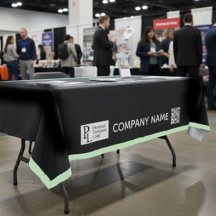 Custom Table Cover Business Logo Green Border Tablecloth