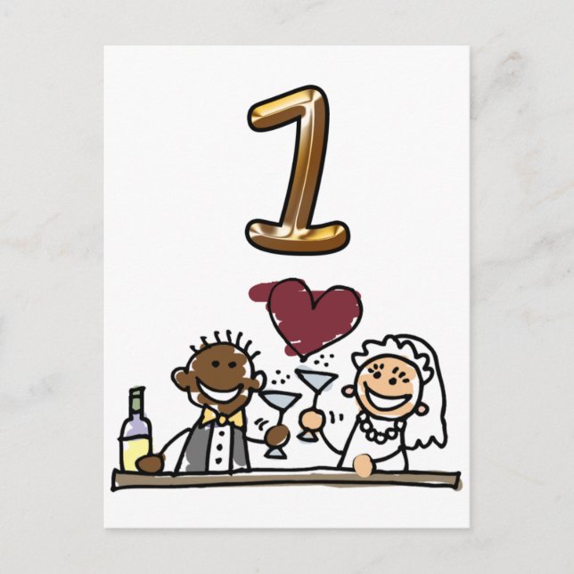 Custom Table Number 1 Postcards (Front)