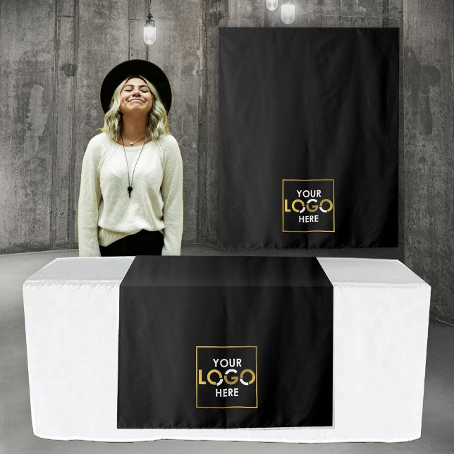 Custom Table Runner Banner Business Logo Black Tapestry (Custom Table Runner Banner Business Logo Black Tapestry)