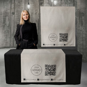Custom Table Runner Banner Linen Business QR Code Tapestry