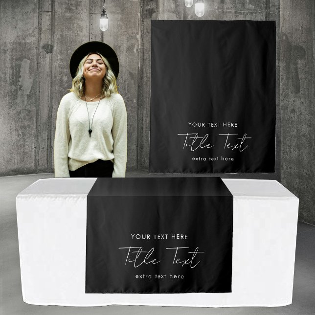 Custom Table Runner Banner Modern Script Black Tapestry (Custom Table Runner Banner Modern Script Black Tapestry)