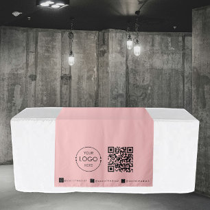 Custom Table Runner Banner Pink Business QR Code Tapestry