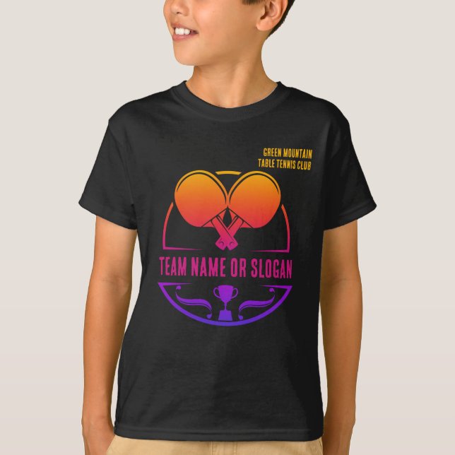 Custom Table Tennis Team Name Club League T-Shirt (Front)