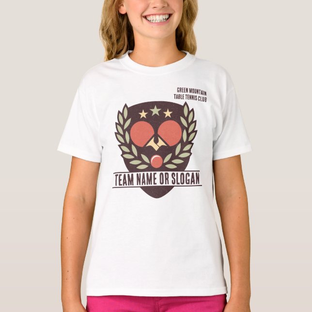 Custom Table Tennis Team Name Club League T-Shirt (Front)
