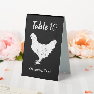 Custom table tent signs for farm wedding party