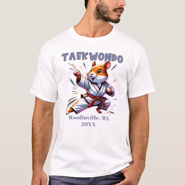 Custom Taekwondo Practitioner Location Date Name T-Shirt (Front)