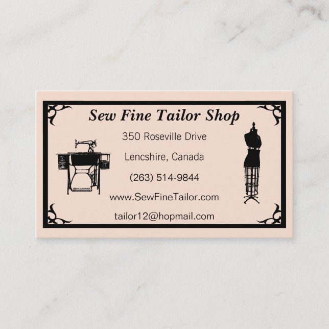 Custom Tailor / Seamstress Business Cards (Front)