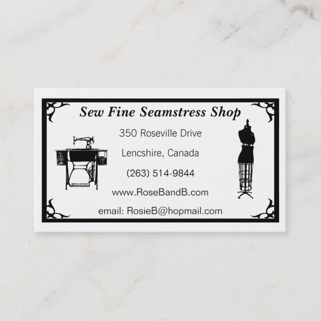 Custom Tailor / Seamstress Business Cards (Front)