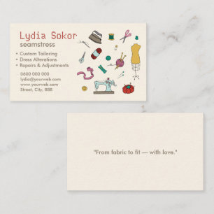 Custom Tailoring & Alterations Seamstress Business Business Card