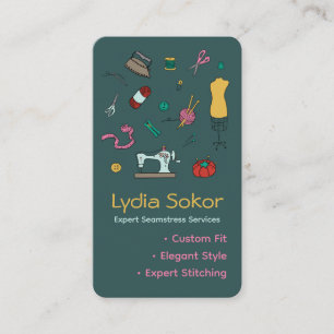 Custom Tailoring & Alterations Seamstress Business Card