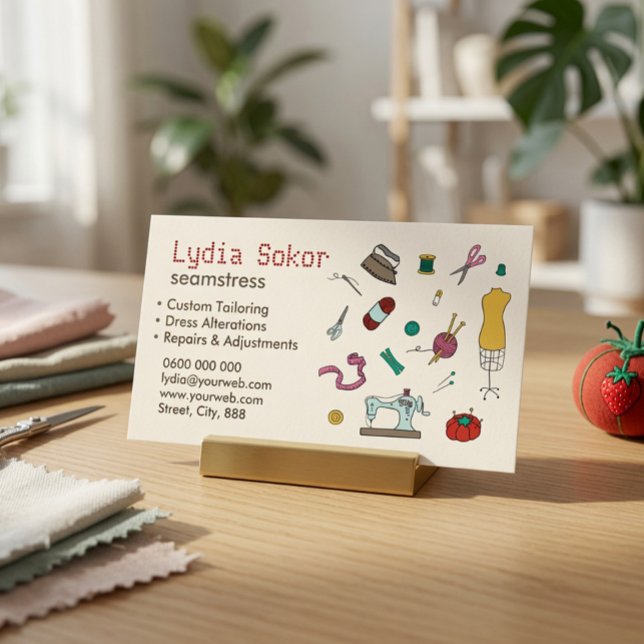 Custom Tailoring & Alterations Seamstress Business Card (Creator Uploaded)
