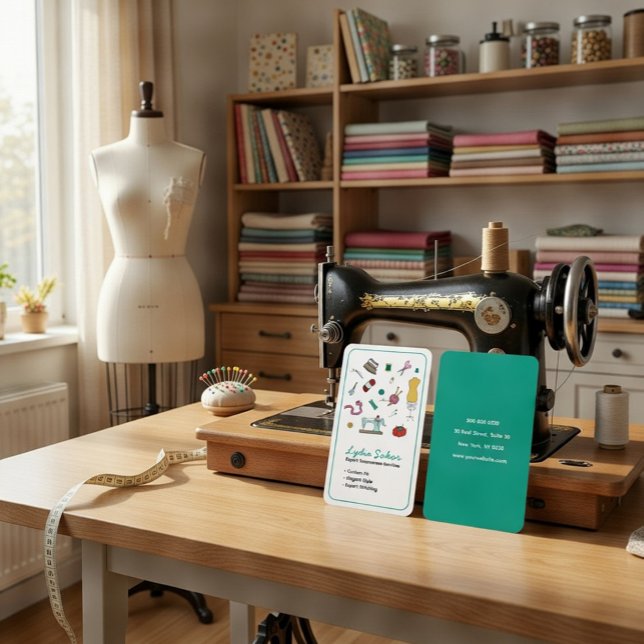 Custom Tailoring & Alterations Seamstress  Business Card (Creator Uploaded)