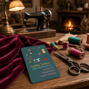 Custom Tailoring & Alterations Seamstress Business Card