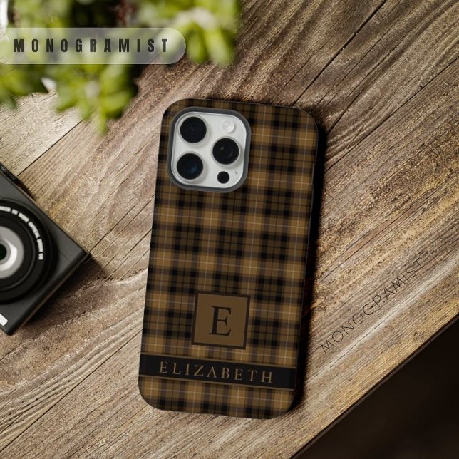 Custom Tan Brown Black Chequered Pattern iPhone Case (Custom Tan Brown Black Checkered Pattern iPhone Case
)