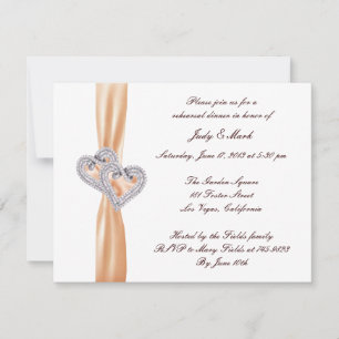 Custom Tangerine Heart Rehearsal Dinner Invitation