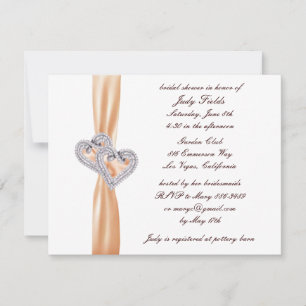 Custom Tangerine Hearts Bridal Shower Invitation