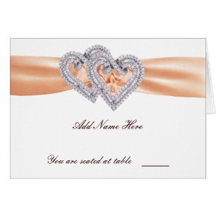 Custom Tangerine Hearts Place Card