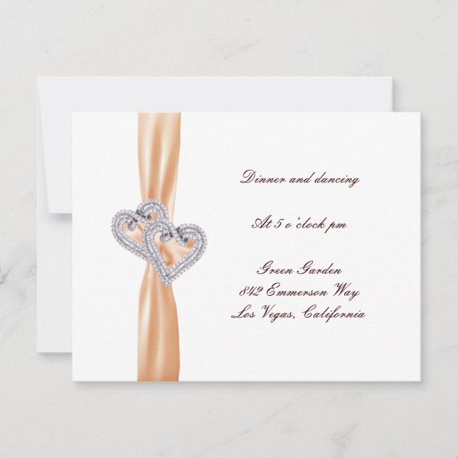 Custom Tangerine Hearts Reception Card (Front)