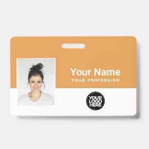 Custom Tangerine Orange Employee Logo Name Lanyard ID Badge