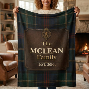 Custom Tartan Family Crest Personalised Scottish Sherpa Blanket