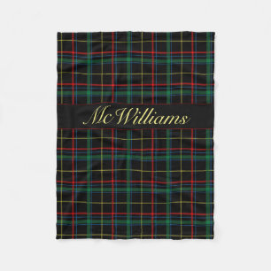 Custom tartan green plaid travel lap fleece blanket