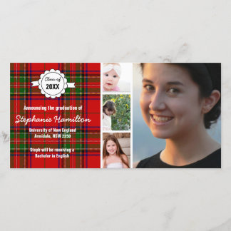 Custom tartan photo graduation announcement