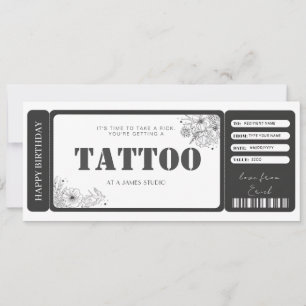 Custom Tattoo Gift Certificate Ticket Invitation