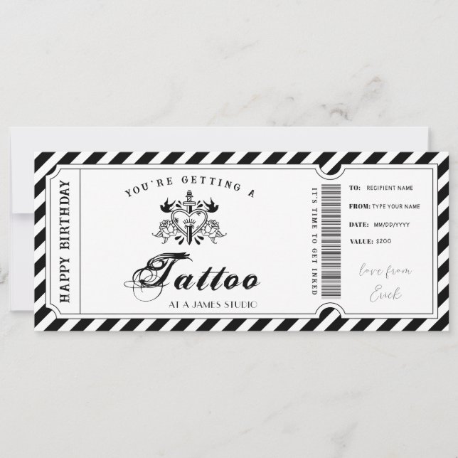 Custom Tattoo Gift Voucher Template (Front)