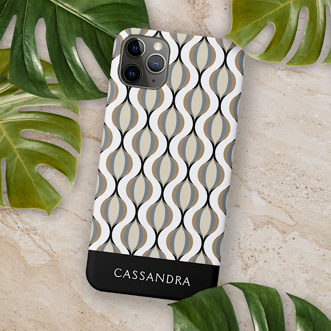 Custom Taupe Beige Tan Grey White Black Ogee Waves iPhone Case (Creator Uploaded)