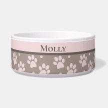 Custom Taupe & Pink Paw Print Personalizable