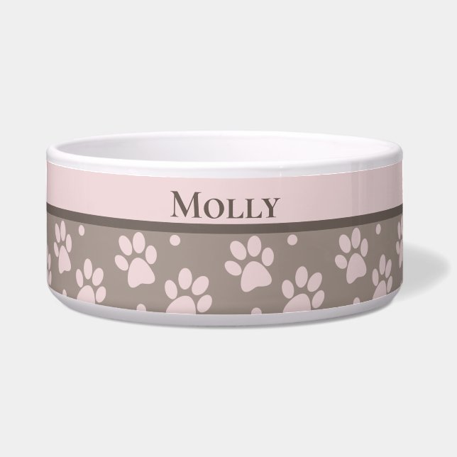 Custom Taupe & Pink Paw Print Personalizable (Front)