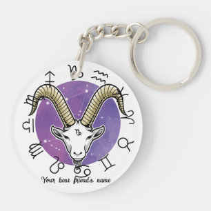 Custom Taurus & Capricorn Zodiac Keychain