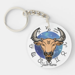 Custom Taurus & Virgo Zodiac Keychain