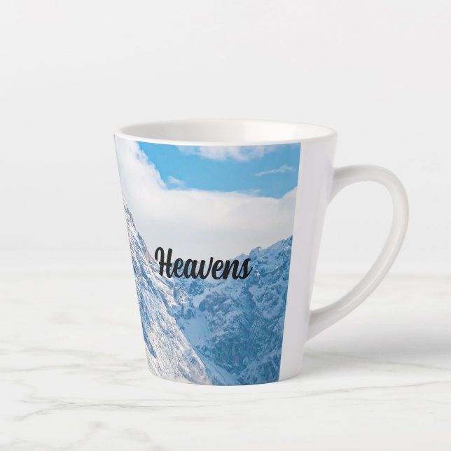 Custom Tea Coffee Heavens Text Sky Blue image Latte Mug (Right)