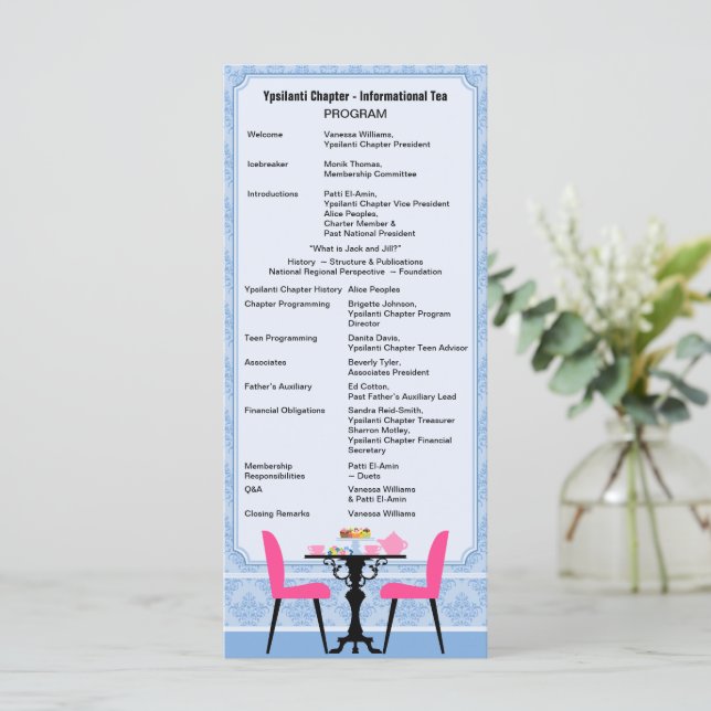 Custom Tea Party Program Programme (Standing Front)