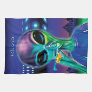 Custom Tea Towel Alien take me to your Party