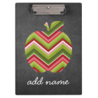 Custom Teacher Apple - Red Green Chevron Pattern