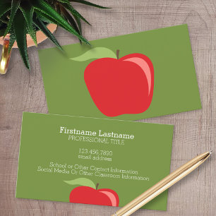 Custom Teacher Apple with Modern Apple Business Card
