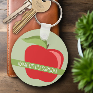 Custom Teacher Apple with Modern Apple Key Ring