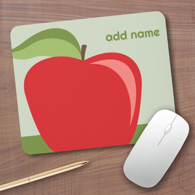Custom Teacher Apple with Trendy apple drawing Mouse Mat (apple mousepad)