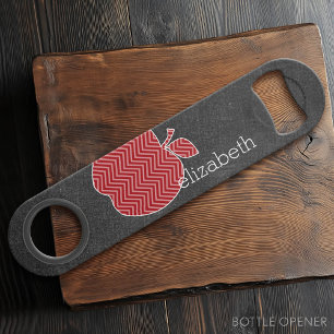 Custom Teacher Apple with Trendy Chevron Pattern